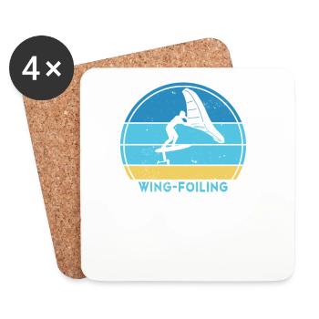 Wingfoil Surfer Hydrofoil Kitefoil Wingsurf - Coasters (set of 4) - white - Front