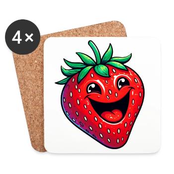 Erdbeeren Erdbeeren - Untersetzer (4er-Set) - Weiß - Vorne