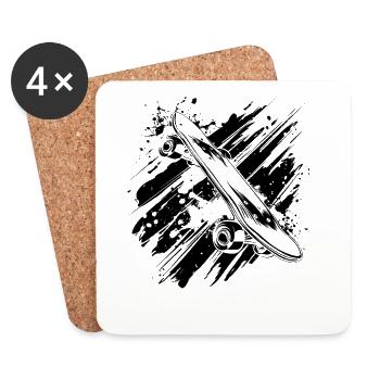 Skateboard - Coasters (set of 4) - white - Front