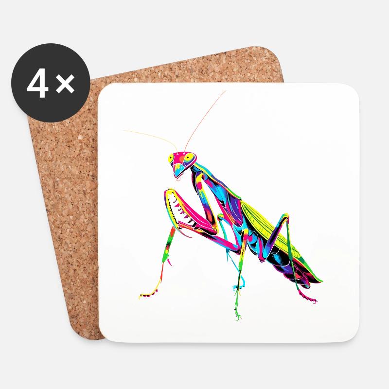 Gottesanbeterin Praying Mantis Liebe Fangschrecken - Untersetzer (4er-Set) - Weiß