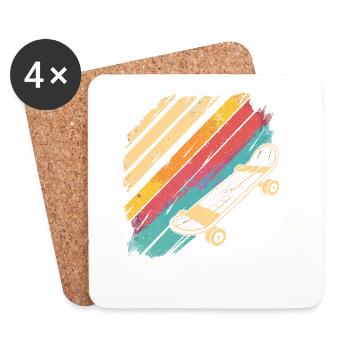 Skateboarding Sketch Retro - Coasters (set of 4) - white - Front