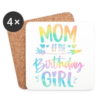 Mom of the Birthday Girl Tie Dye Colorful Bday Mom - Coasters (set of 4) - white - Front