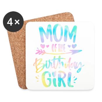 Mom of the Birthday Girl Tie Dye Colorful Bday Mom - Coasters (set of 4) - white - Front
