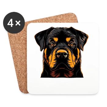 Les chiens Rottweiler aiment les fiers amateurs de rottweiler - Dessous de verre (lot de 4) - blanc - Devant