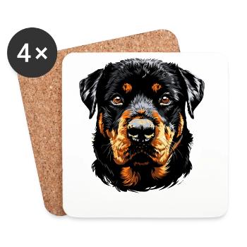 Les chiens Rottweiler aiment les fiers amateurs de rottweiler - Dessous de verre (lot de 4) - blanc - Devant