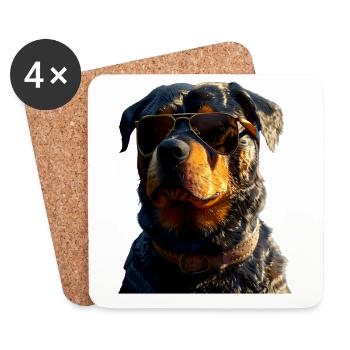 Les chiens Rottweiler aiment les fiers amateurs de rottweiler - Dessous de verre (lot de 4) - blanc - Devant