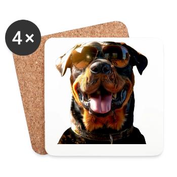 Les chiens Rottweiler aiment les fiers amateurs de rottweiler - Dessous de verre (lot de 4) - blanc - Devant