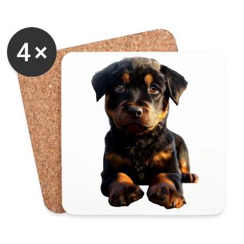 Les chiens Rottweiler aiment les fiers amateurs de rottweiler - Dessous de verre (lot de 4) - blanc - Devant