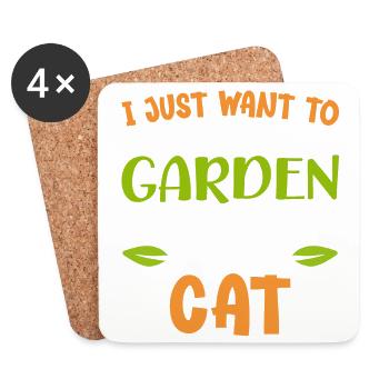 Ich will nur Arbeit In Meinem Garten Und Abhängen Mit Meinen Katzen - Untersetzer (4er-Set) - Weiß - Vorne