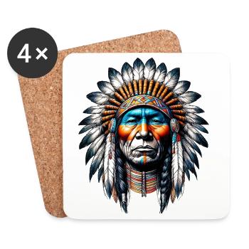 Amérindien Américain - Dessous de verre (lot de 4) - blanc - Devant