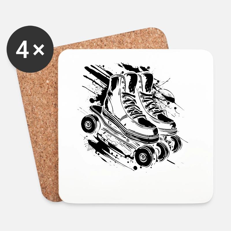 Rollschuhe Streetart - Untersetzer (4er-Set) - Weiß