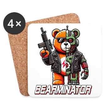 Bearminator Drôle Cyborg Ours En Peluche Design - Dessous de verre (lot de 4) - blanc - Devant