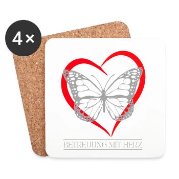 Schmetterling mit Herz - Untersetzer (4er-Set) - Weiß - Vorne
