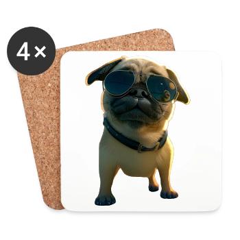 Mops Beige Hunde Liebe Carlin Kleiner Süßer Mops - Untersetzer (4er-Set) - Weiß - Vorne