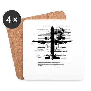 Avion - Dessous de verre (lot de 4) - blanc - Devant