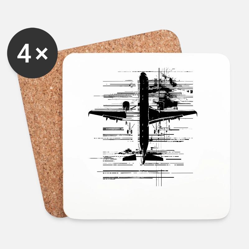 Flugzeug - Untersetzer (4er-Set) - Weiß