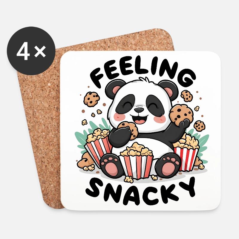 Panda - Feeling Snacky - Untersetzer (4er-Set) - Weiß