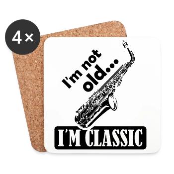 klassische Musik Sprüche lustig Saxophon Sax Logo - Untersetzer (4er-Set) - Weiß - Vorne
