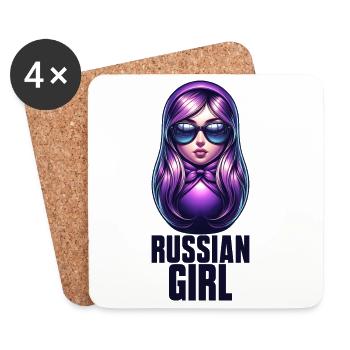 Russian Girl! Russia Matryoshka Russian for - Coasters (set of 4) - white - Front