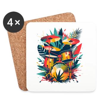Drum Set Illustration - Coasters (set of 4) - white - Front