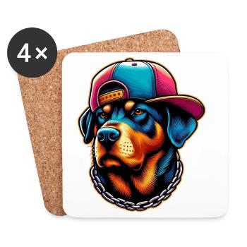 Chien - Dessous de verre (lot de 4) - blanc - Devant
