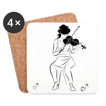 Violinist Sketch - Coasters (set of 4) - white - Front