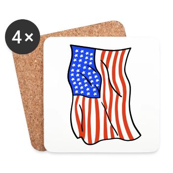 USA Amerikanische Flagge 4. Juli - Untersetzer (4er-Set) - Weiß - Vorne