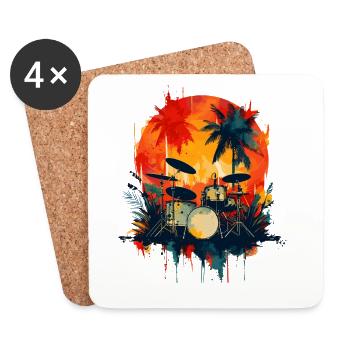 Drums 90s Look - Coasters (set of 4) - white - Front
