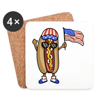 Hotdog 4. Juli USA Flagge - Untersetzer (4er-Set) - Weiß - Vorne