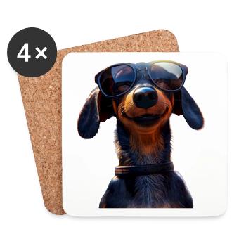 Teckel, Teckel, Teckel miniature, Dachshund Club, Teckel - Dessous de verre (lot de 4) - blanc - Devant