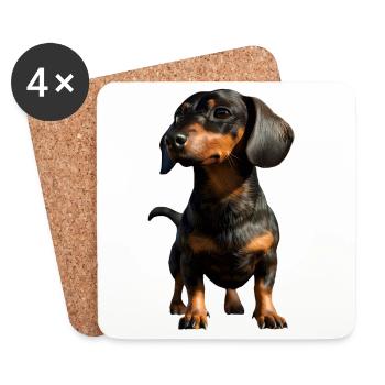 Teckel, Teckel, Teckel miniature, Dachshund Club, Teckel - Dessous de verre (lot de 4) - blanc - Devant