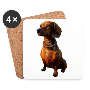 Teckel, Teckel, Teckel miniature, Dachshund Club, Teckel - Dessous de verre (lot de 4) - blanc - Devant