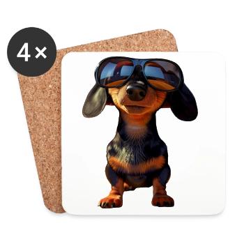 Dackel Dachshund Zwergdackel Dackelclub Teckel - Untersetzer (4er-Set) - Weiß - Vorne