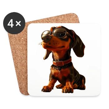 Dackel Dachshund Zwergdackel Dackelclub Teckel - Untersetzer (4er-Set) - Weiß - Vorne