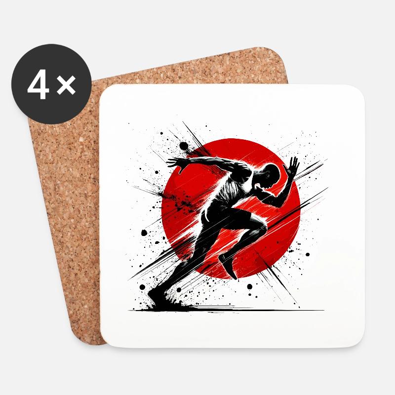 Dynamischer Läufer Athletischer Sportbegeisterter Design - Untersetzer (4er-Set) - Weiß