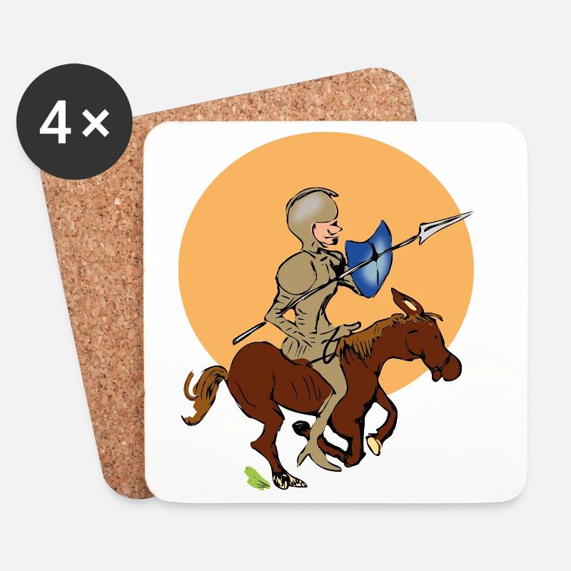 Ritter auf Pferd - Untersetzer (4er-Set) - Weiß