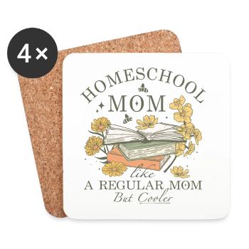 Homeschool mom like a regular mom but cooler - Coasters (set of 4) - white - Front
