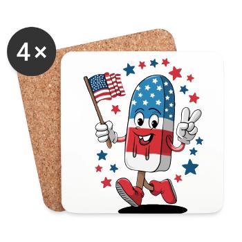 Popsicle USA American Flag Patriot Frozen Dessert - Coasters (set of 4) - white - Front