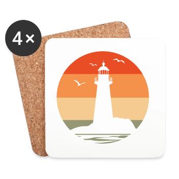 Lighthouse at sunset - Coasters (set of 4) - white - Front