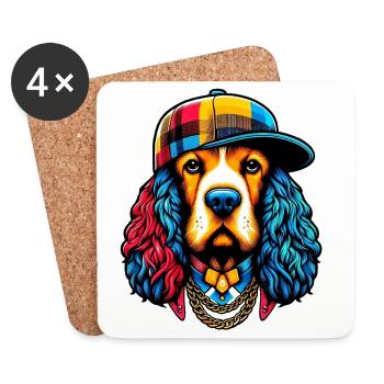 Chien - Dessous de verre (lot de 4) - blanc - Devant