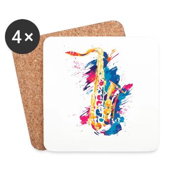 Saxophone Graffiti - Dessous de verre (lot de 4) - blanc - Devant