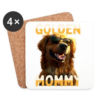 Golden Mommy Mom Fête des Mères Golden Retriever Mom - Dessous de verre (lot de 4) - blanc - Devant