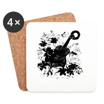 Dessin de guitare - Dessous de verre (lot de 4) - blanc - Devant