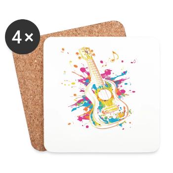 Ukulele Streetart - Untersetzer (4er-Set) - Weiß - Vorne