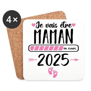 Je vais être maman en 2025 annonce naissance bébé - Dessous de verre (lot de 4) - blanc - Devant
