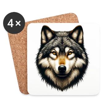 Loup - Dessous de verre (lot de 4) - blanc - Devant