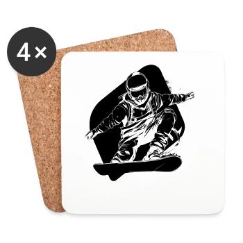 Dessin de snowboarder - Dessous de verre (lot de 4) - blanc - Devant