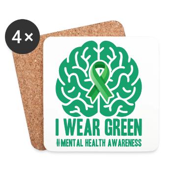 I Wear Green - Green Belt - Coasters (set of 4) - white - Front