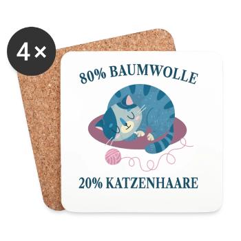 Cats, Cat Hair, Cat Lovers, - Coasters (set of 4) - white - Front