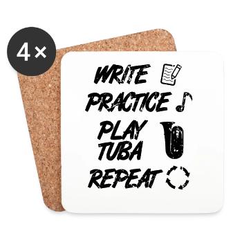 Motivierender Tuba Spruch - Untersetzer (4er-Set) - Weiß - Vorne